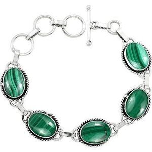 Natural Malachite 925 Silver Overlay Green Gemstones Adjustable Bracelet - April